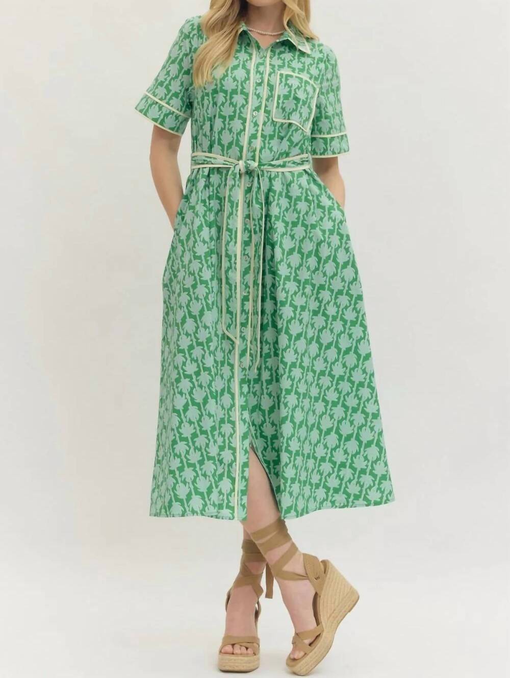 NEW ENTRO tropics dress in green